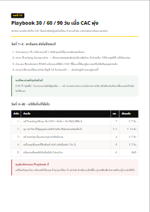 Playbook 30 / 60 / 90 วัน เมื่อ CAC พุ่ง